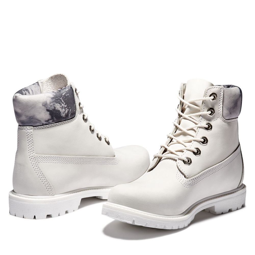 Bocanci 6-Inch Timberland Dama Albi - Premium Waterproof - Romania - FQLHVN431